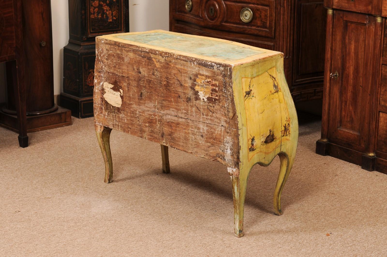  18th Century Italian Venetian Painted Yellow Commode with Decoupage Decoration  For Sale 2