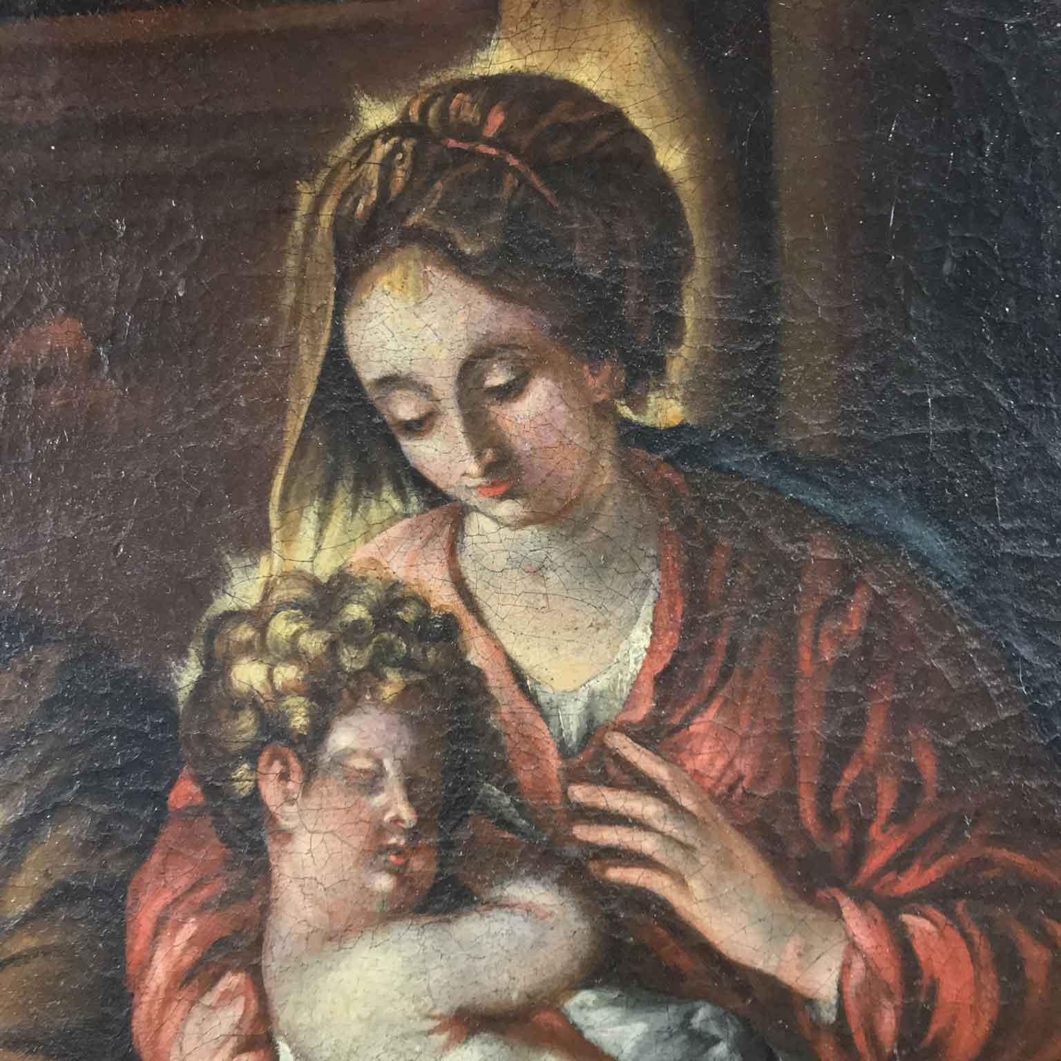 18th Century Italian Virgin Mary with Child after Baroque Genoese School 3