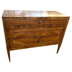 Antique 18th Century Italian Walnut and Briarwood Inlaid Commode
