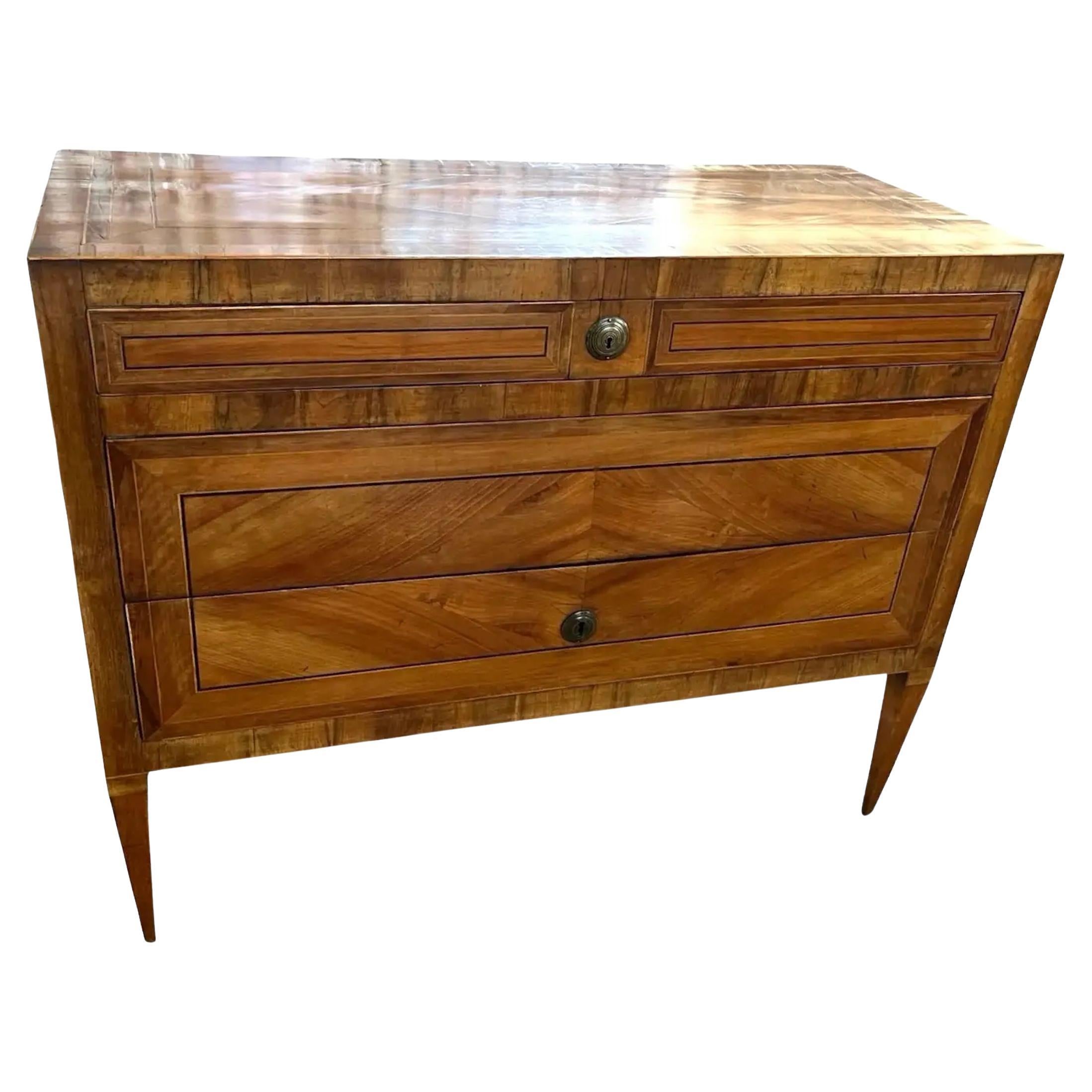 18th Century Italian Walnut and Briarwood Inlaid Commode