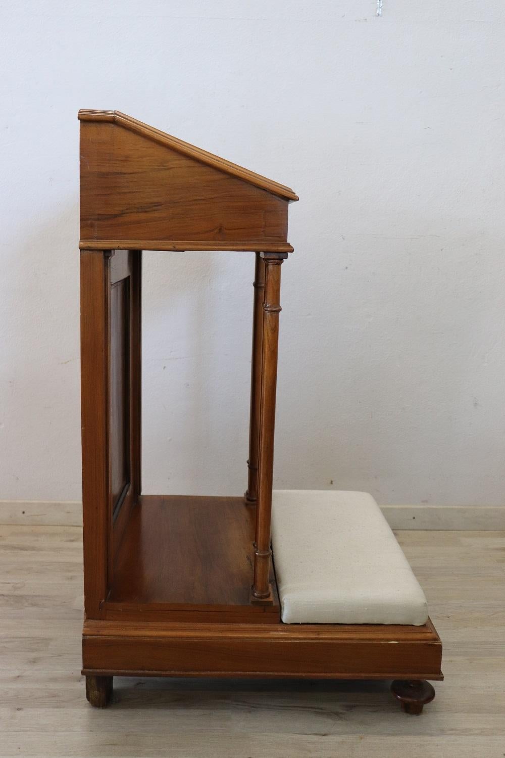 19th Century Italian Walnut Antique Kneeler  2