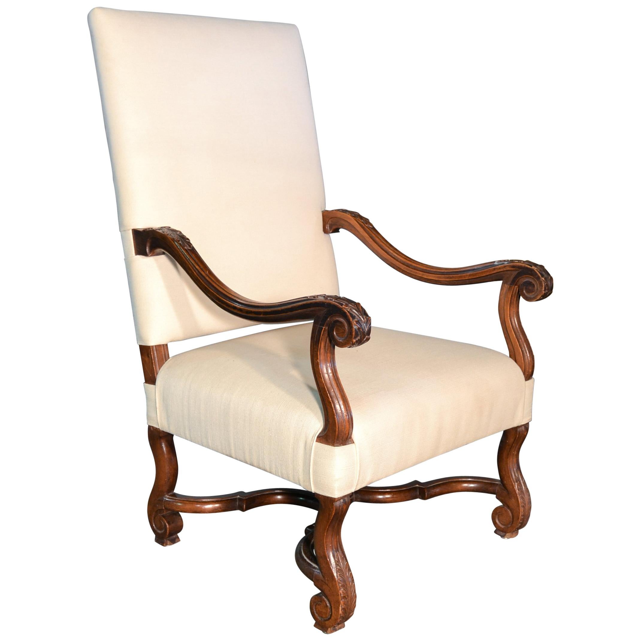 18th Century Italian Walnut Armchair For Sale