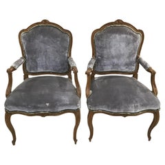 18th Century Italian Walnut Armchairs, a Pair