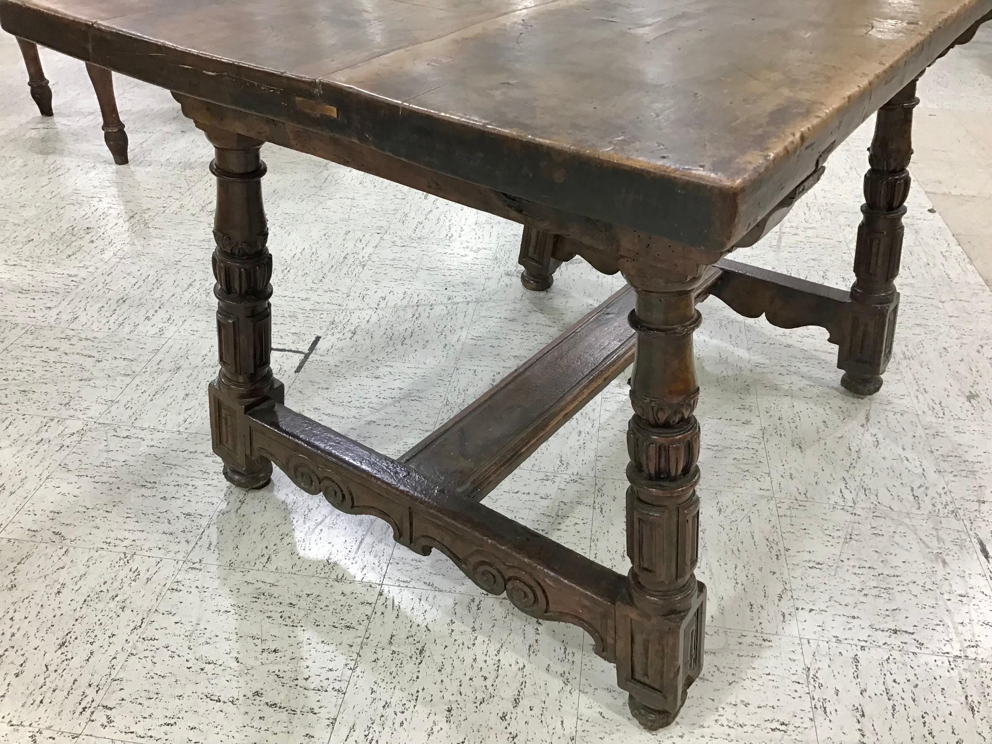 18th Century Italian Walnut Baroque Trestle Table For Sale 6
