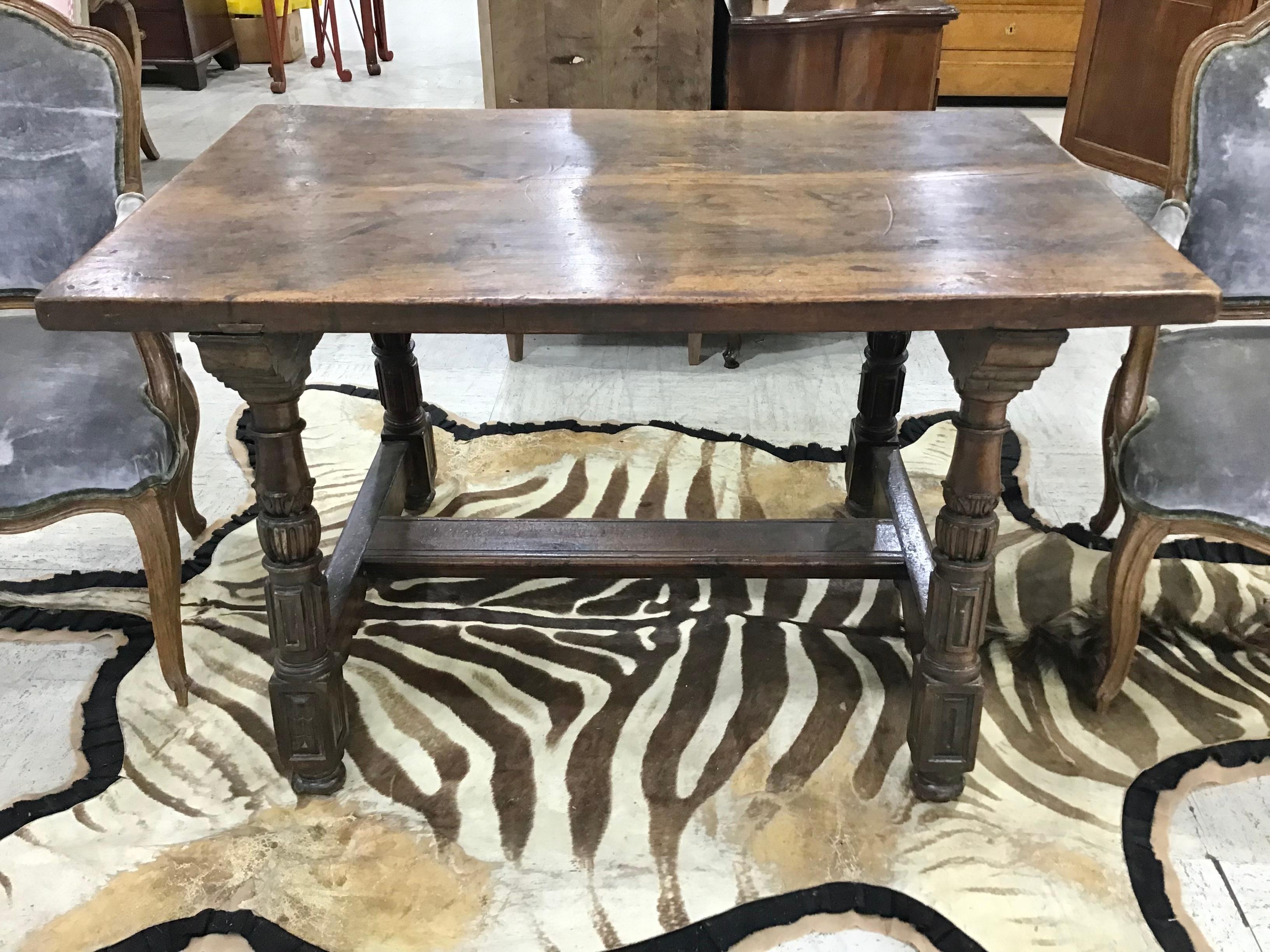 18th Century Italian Walnut Baroque Trestle Table For Sale 7