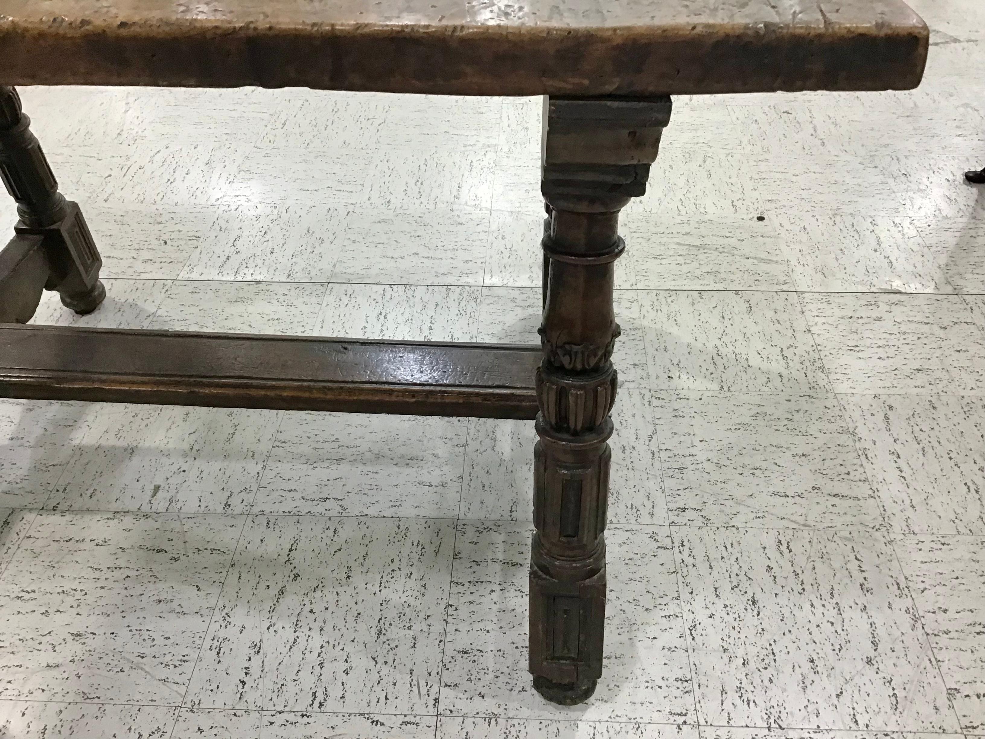 18th Century Italian Walnut Baroque Trestle Table In Good Condition For Sale In Bradenton, FL
