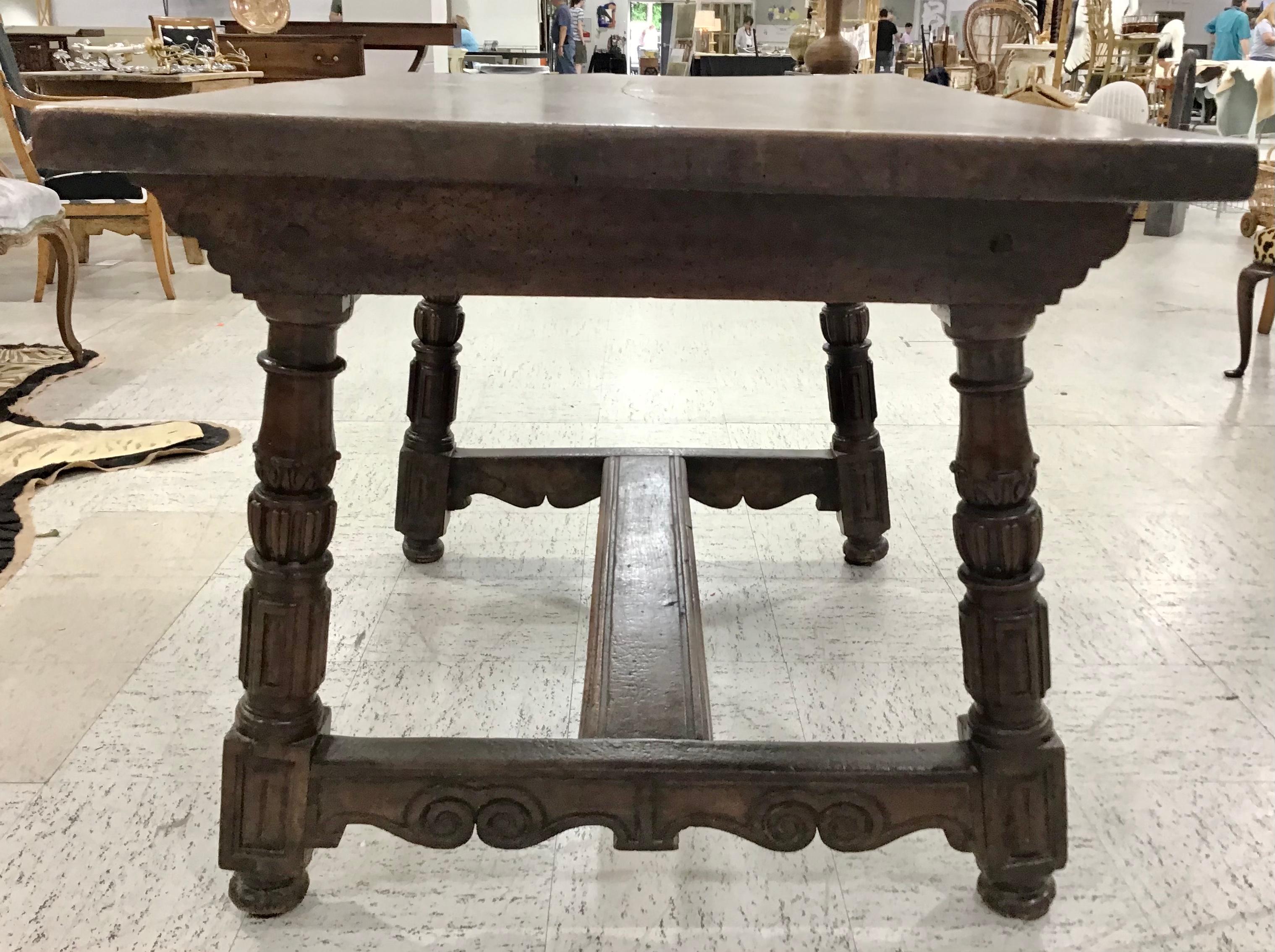18th Century Italian Walnut Baroque Trestle Table For Sale 2