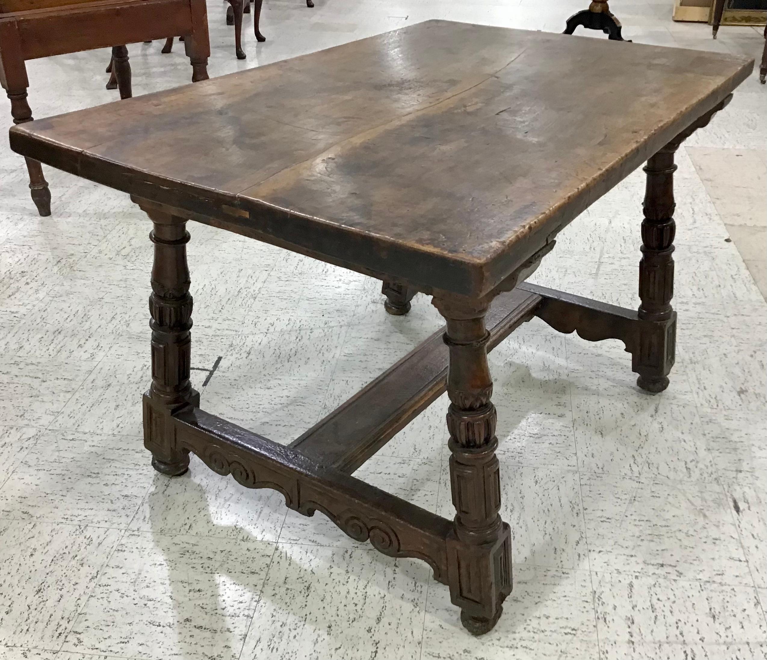 18th Century Italian Walnut Baroque Trestle Table For Sale 5