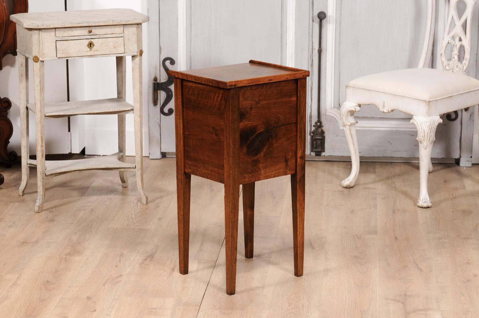 18th Century Italian Walnut Bedside Table with Single Drawer and Tambour Door For Sale 6
