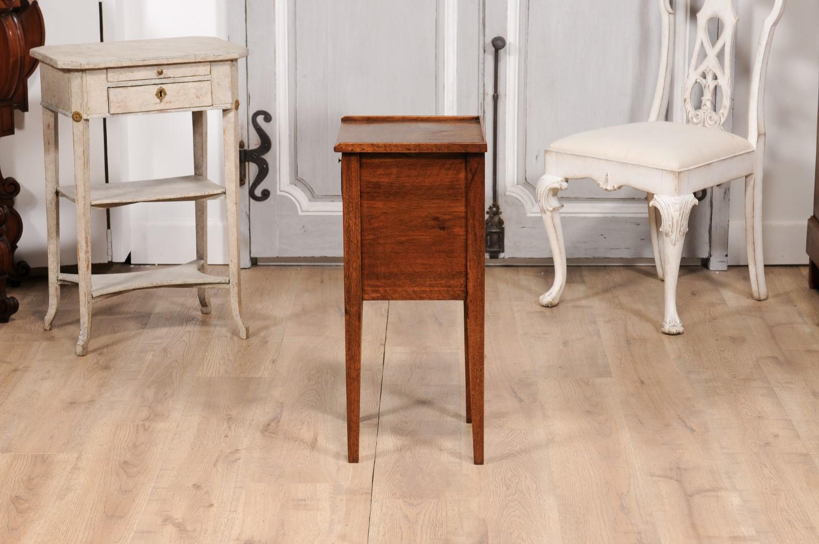 18th Century Italian Walnut Bedside Table with Single Drawer and Tambour Door For Sale 7