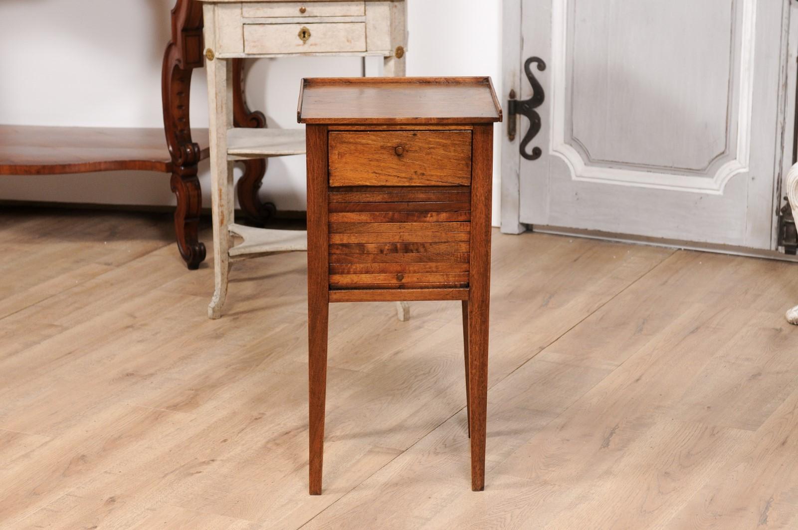 18th Century Italian Walnut Bedside Table with Single Drawer and Tambour Door In Good Condition For Sale In Atlanta, GA