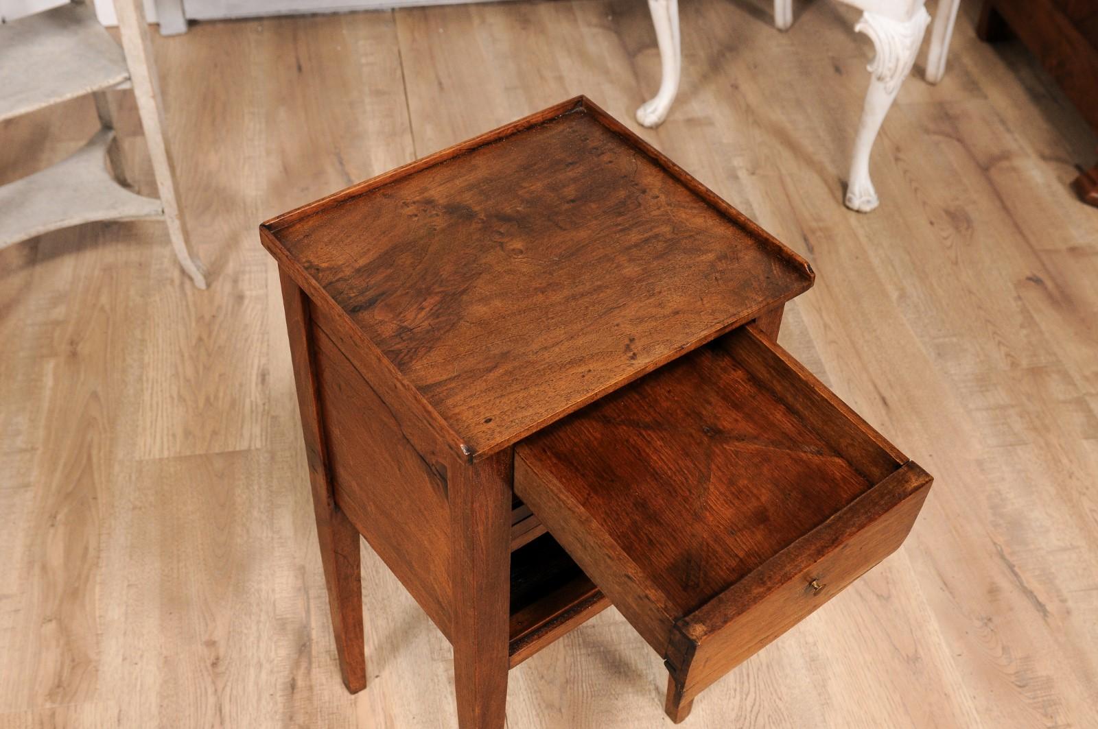 18th Century and Earlier 18th Century Italian Walnut Bedside Table with Single Drawer and Tambour Door For Sale
