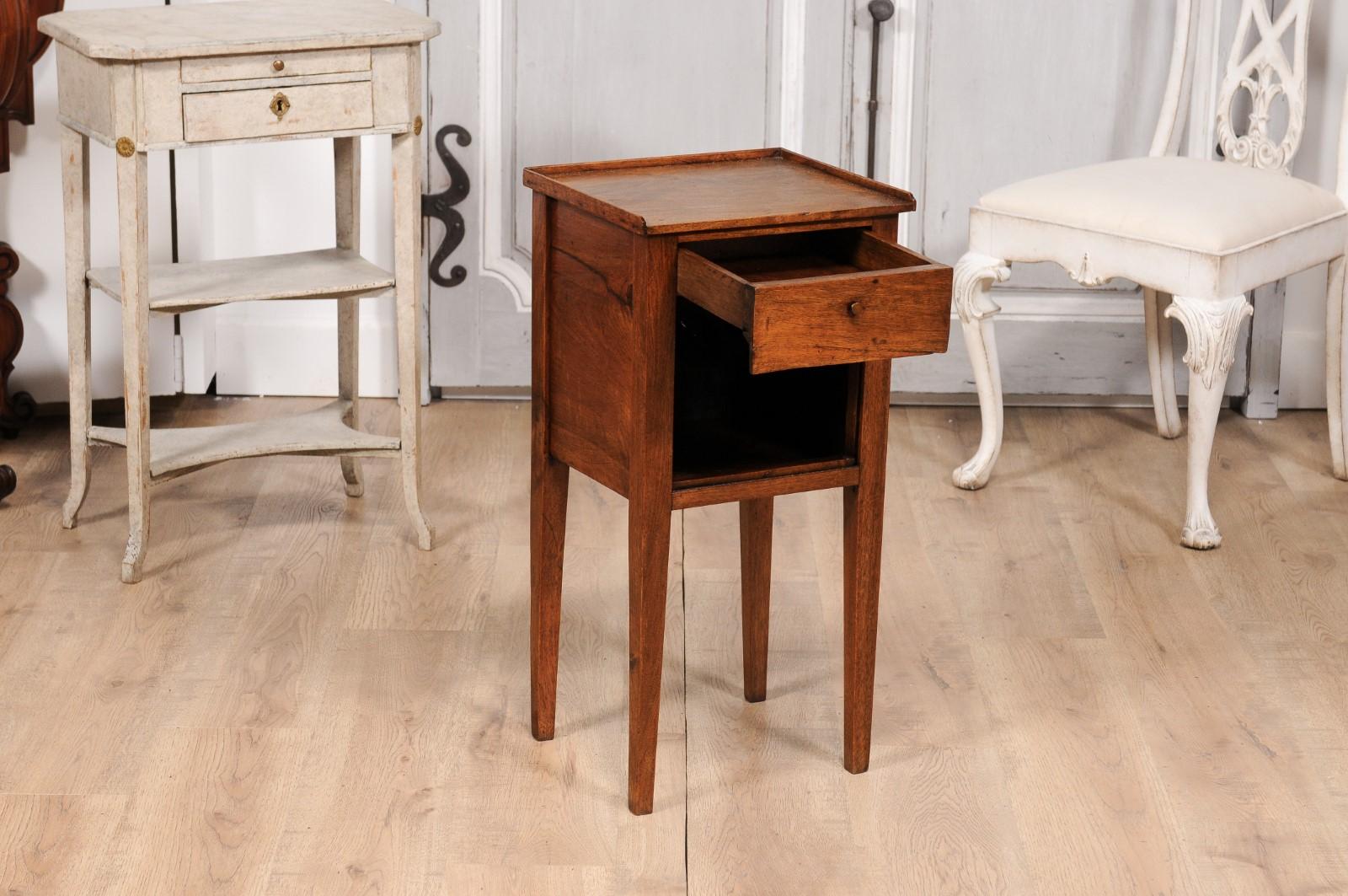 18th Century Italian Walnut Bedside Table with Single Drawer and Tambour Door For Sale 2
