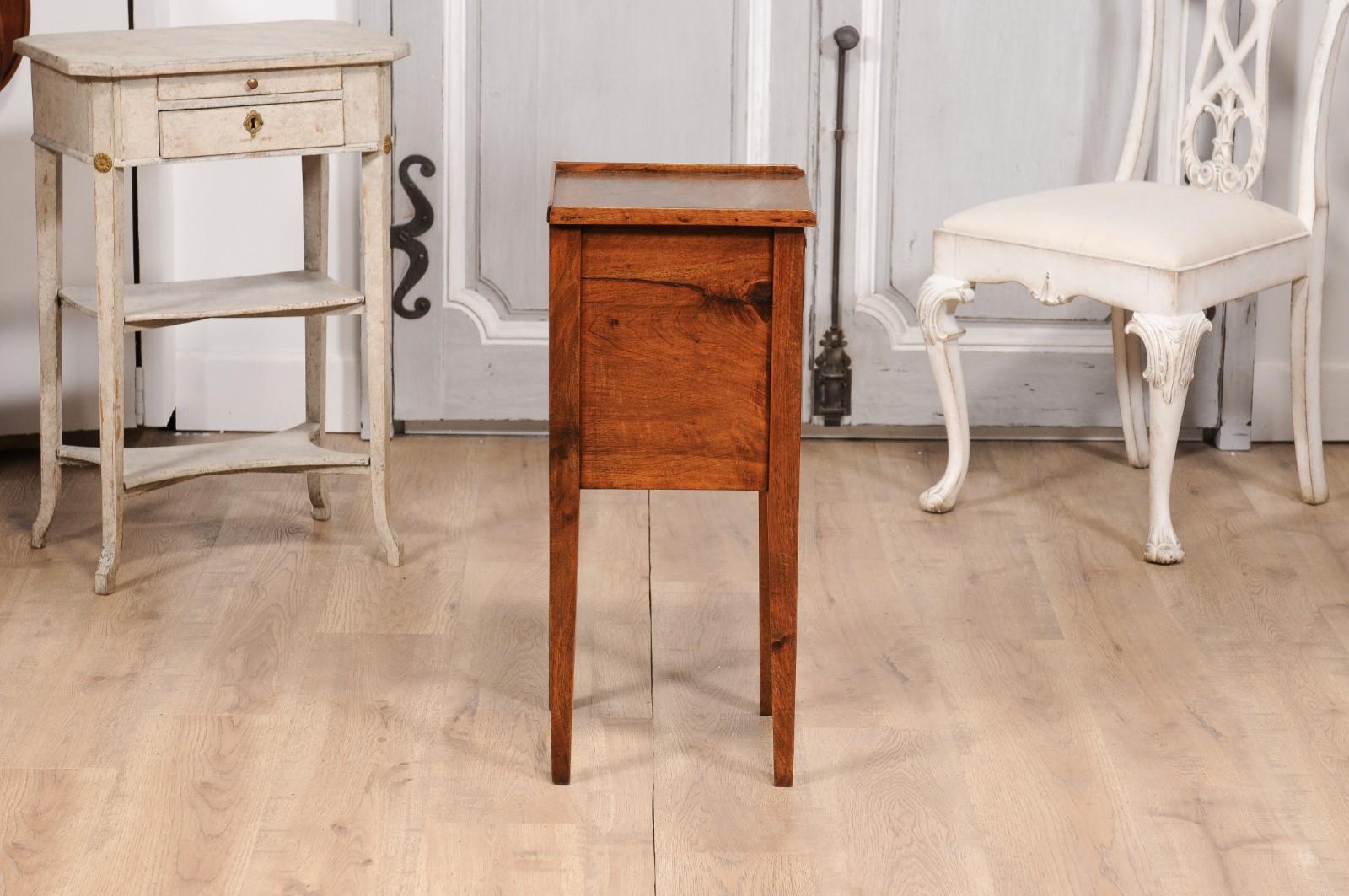 18th Century Italian Walnut Bedside Table with Single Drawer and Tambour Door For Sale 3