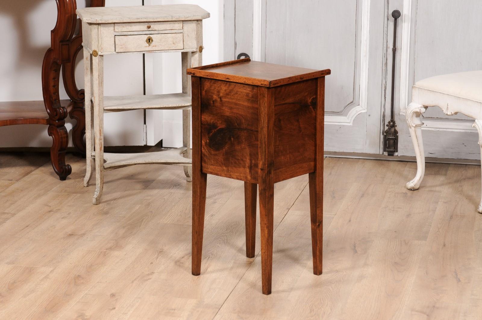 18th Century Italian Walnut Bedside Table with Single Drawer and Tambour Door For Sale 4