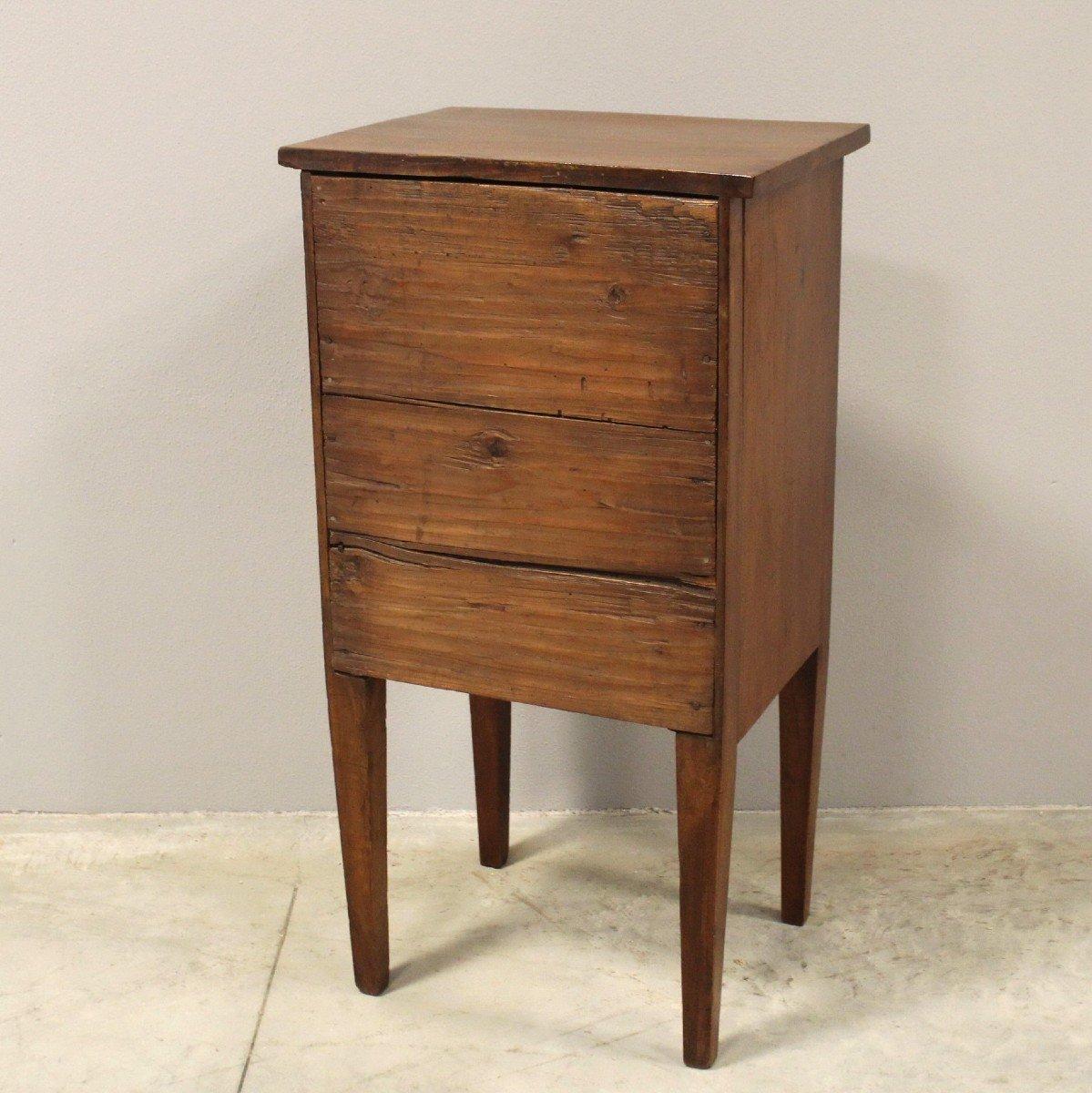 18th Century Italian Walnut Bedside Table with Two Drawers and Tapered Legs In Good Condition In Atlanta, GA