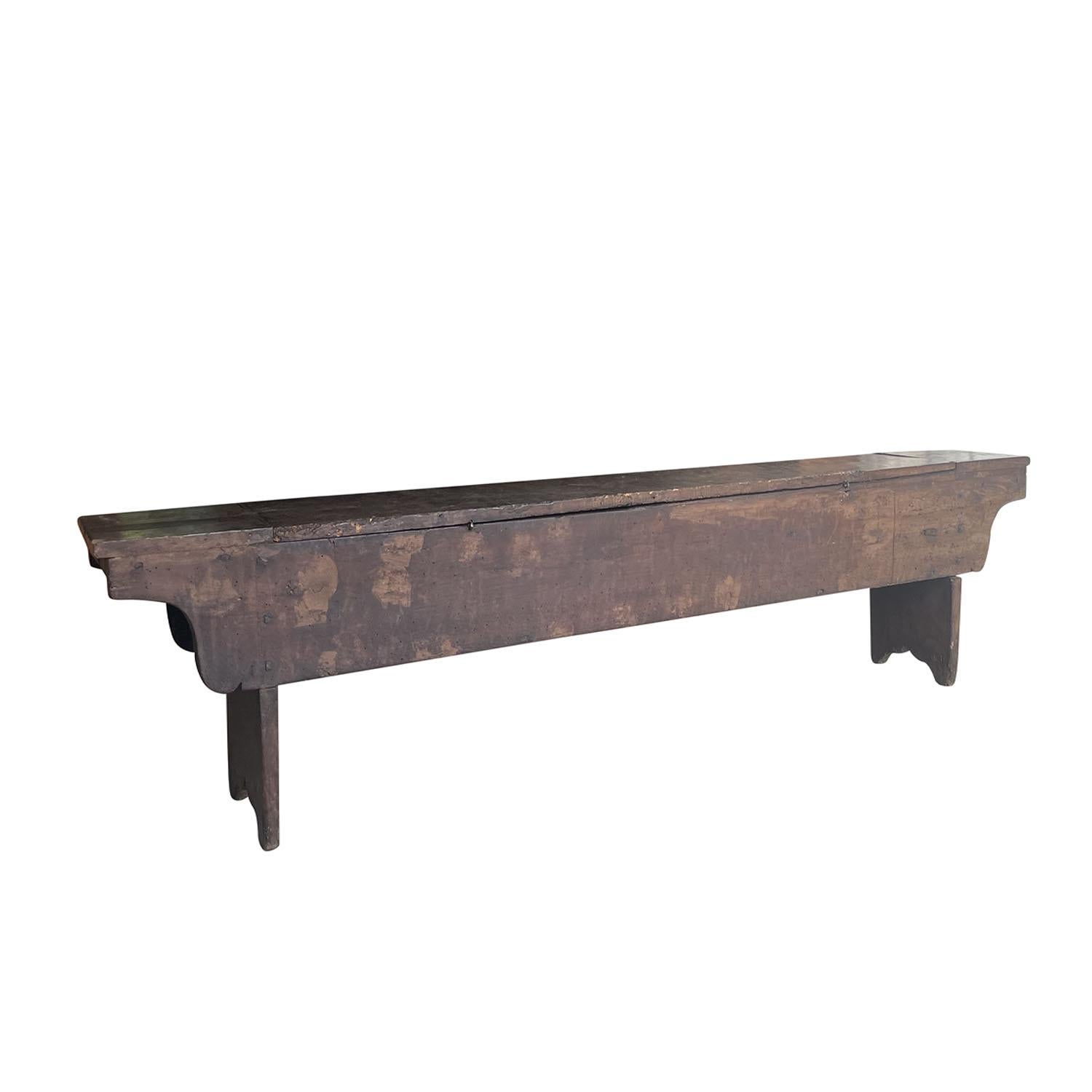 18th Century and Earlier 18th Century Italian Walnut Bench - Antique Wood Cassa Panca For Sale