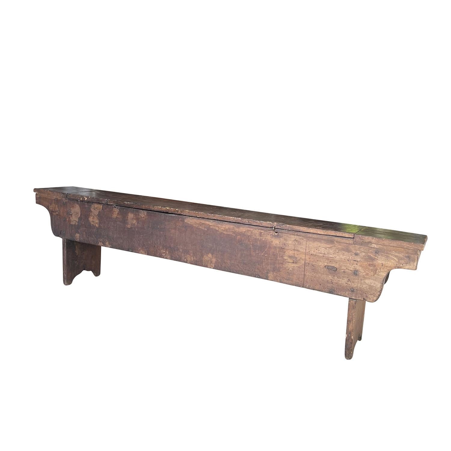 18th Century Italian Walnut Bench - Antique Wood Cassa Panca For Sale 1