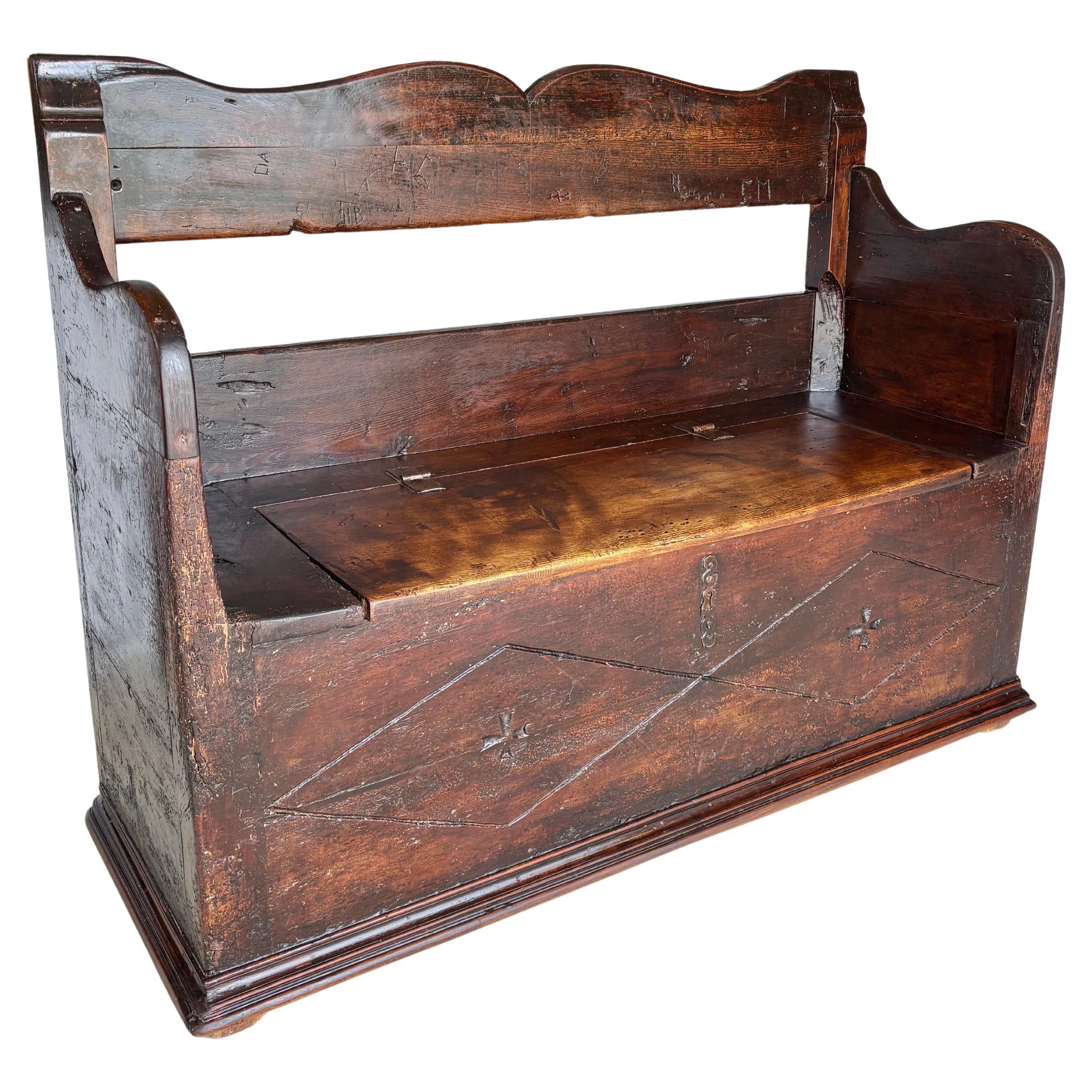 18th Century Italian Walnut Bench