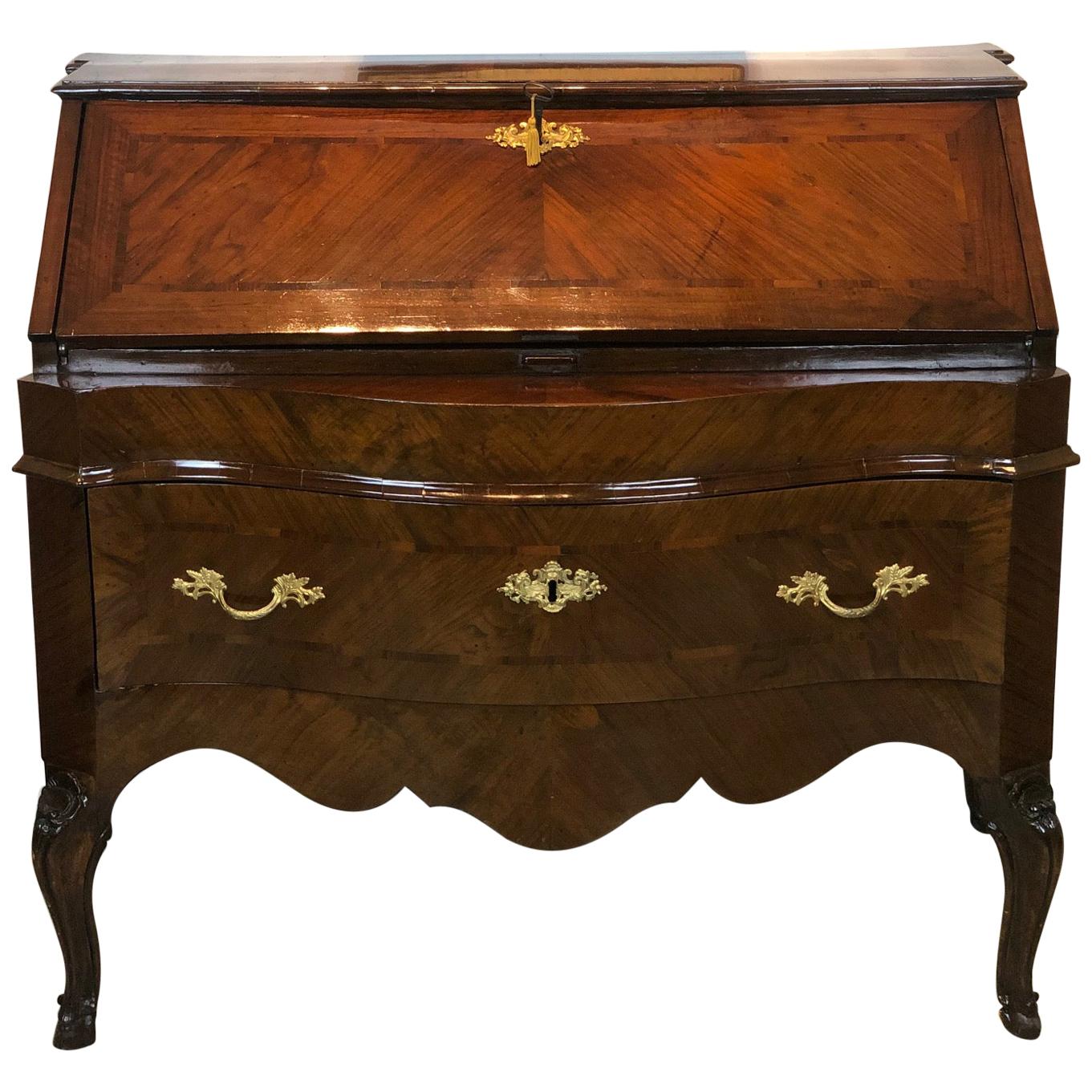 18th Century Italian Walnut Bureau Table Desk For Sale