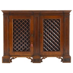 18th Century Italian Walnut Cabinet with Lattice Work Doors