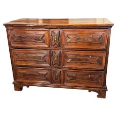 Cassettiera / Commode in noce del XVIII secolo con intarsi