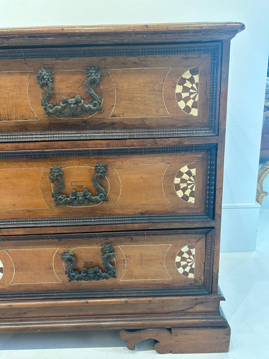 18th Century and Earlier 18th Century Italian Walnut Chest with Bone Inlay