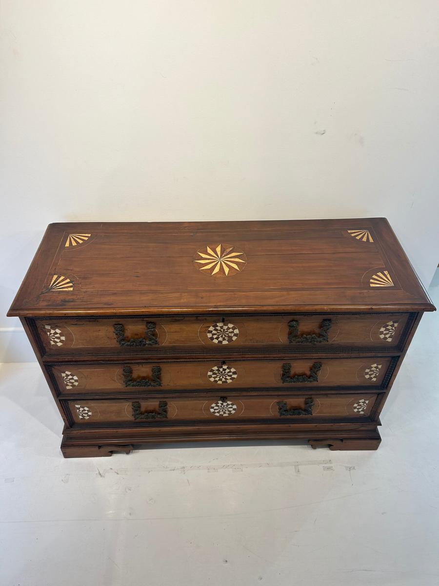 18th Century Italian Walnut Chest with Bone Inlay 1