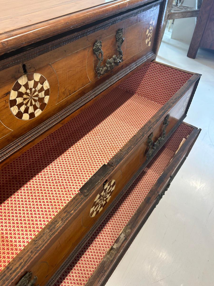 18th Century Italian Walnut Chest with Bone Inlay 3