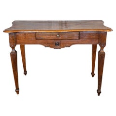 18th Century Italian Walnut Console Table with Serpentine Top and Carved Apron
