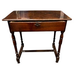 18th Century Italian Walnut Desk with Drawer and Turned Legs