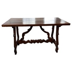 18th Century Italian Walnut Fratino Table with Lyre Legs