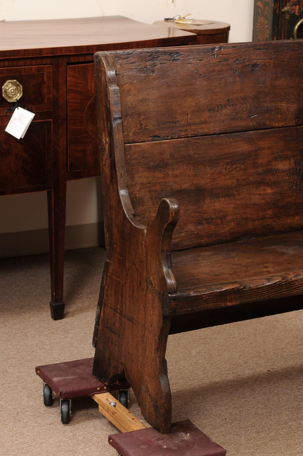 18th Century and Earlier 18th Century Italian Walnut Hall Bench For Sale
