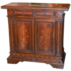 18th Century Italian Walnut Inlaid Side Cabinet