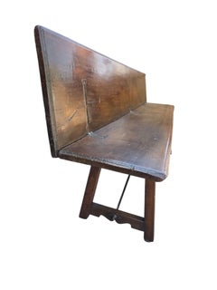 18th Century Italian Walnut & Iron Benches - Pair