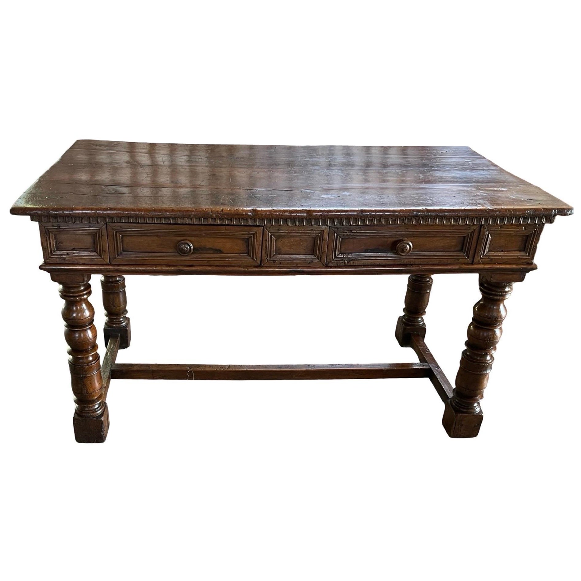 18th Century Italian Walnut Kitchen Table / Work Table For Sale