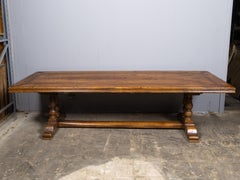 18th Century Italian Walnut Long Trestle Dining Table with Carved Details