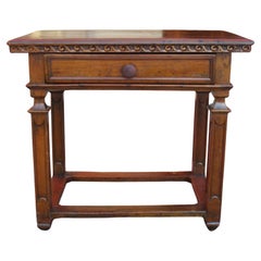 Antique 18th Century Italian Walnut One Drawer Table