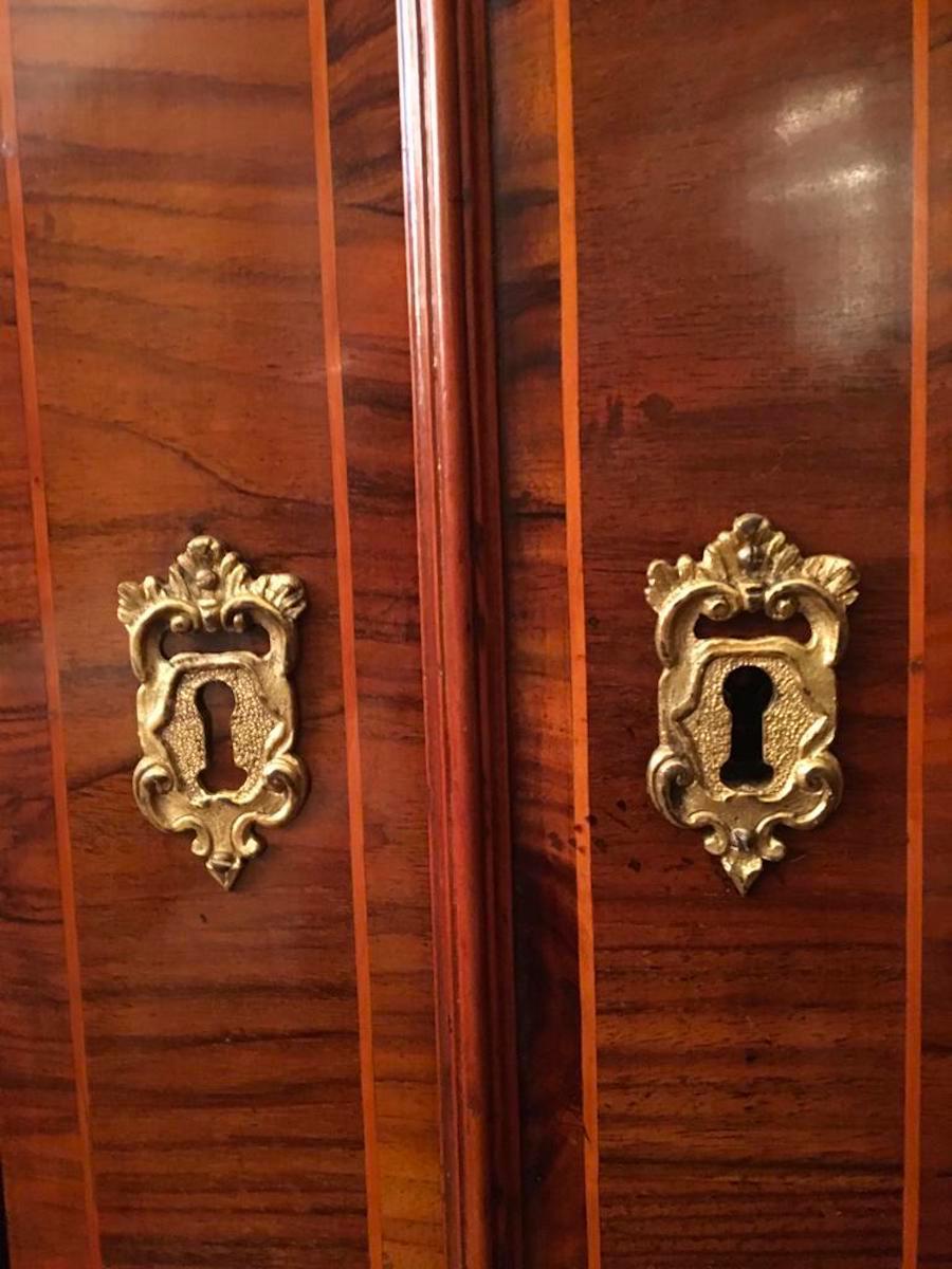 18th Century Italian Walnut Parquetry Important Bureau Cabinet Trumeaux For Sale 4