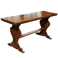18th Century Italian Walnut Renaissance Style Trestle Table