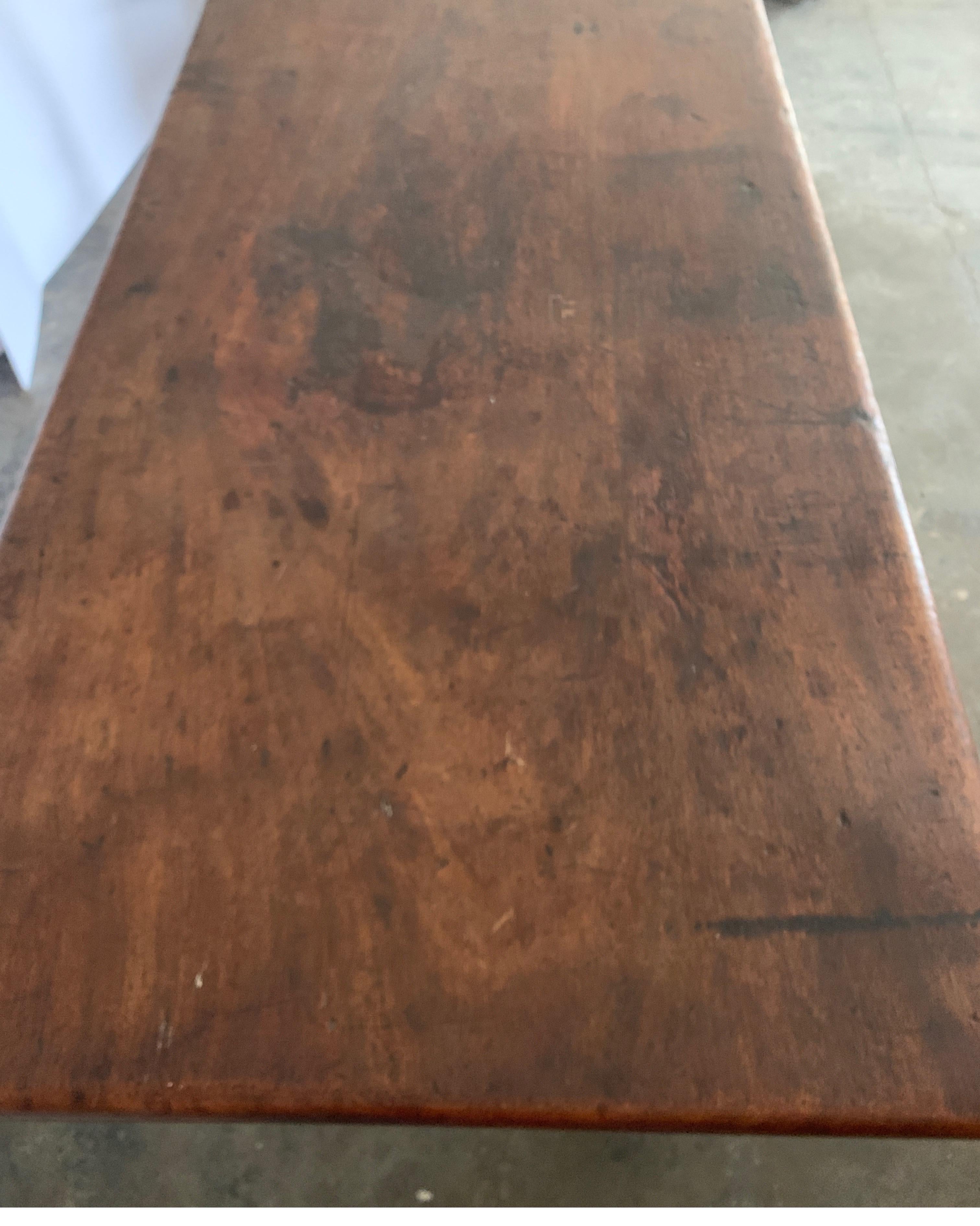 18th Century Italian Walnut Table with Iron Stretcher In Good Condition In Houston, TX