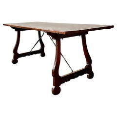 Antique 18th century Italian Walnut Trestle Table / Console