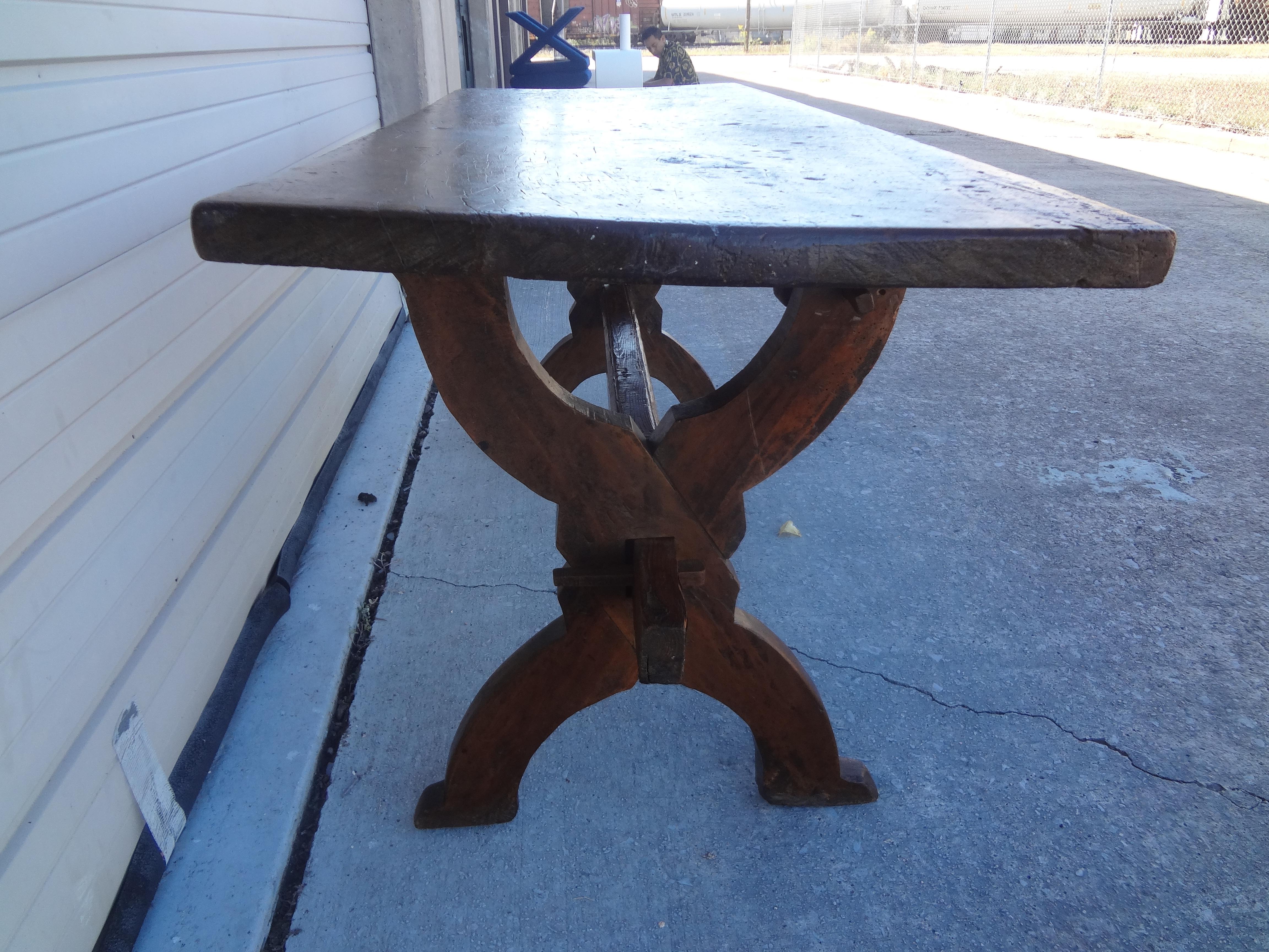 18th Century Italian Walnut Trestle Table In Good Condition For Sale In Houston, TX
