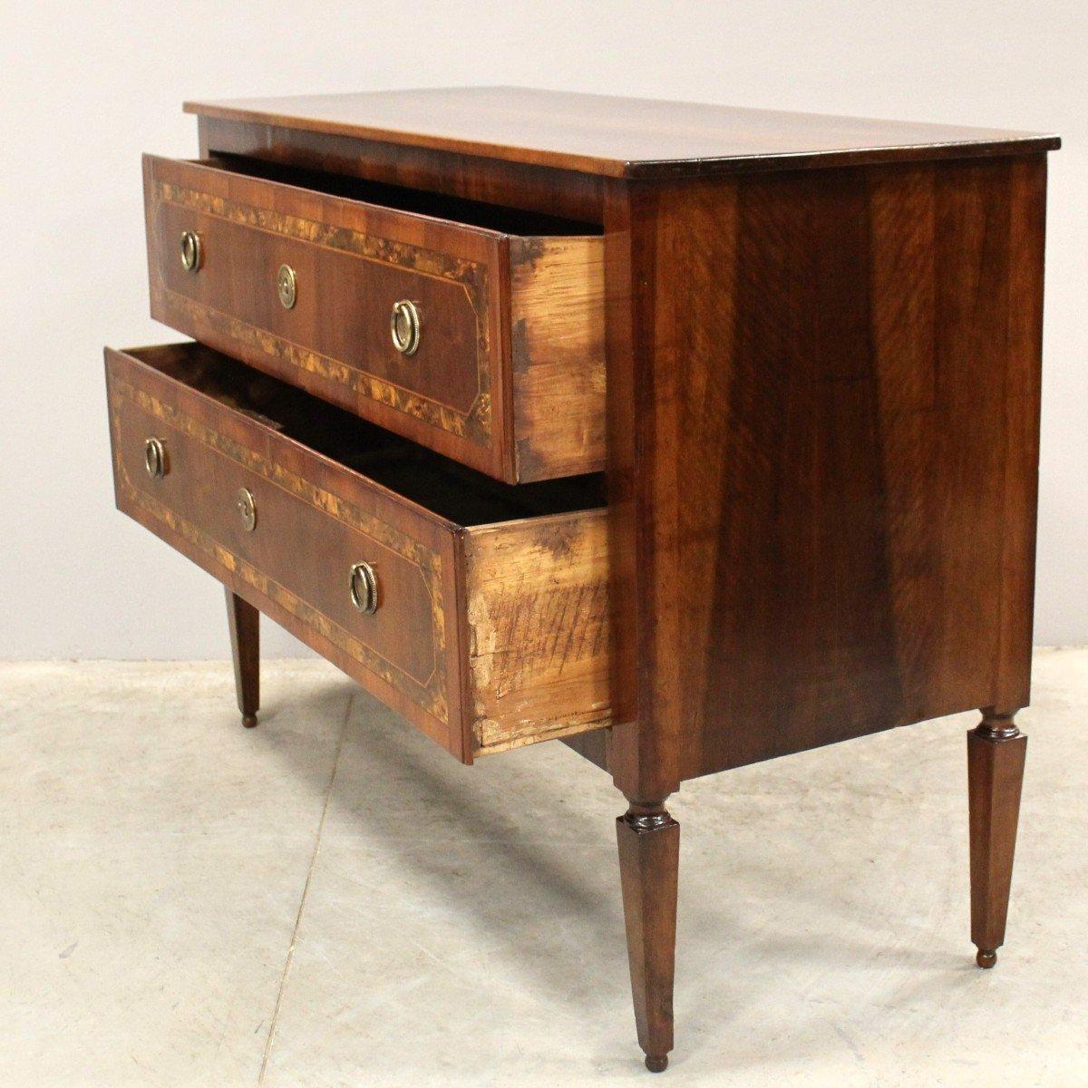 18th Century Italian Walnut Two Drawer Commode with Tapered Legs In Good Condition For Sale In Atlanta, GA