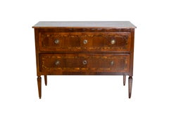 Antique 18th Century Italian Walnut Two Drawer Commode with Tapered Legs