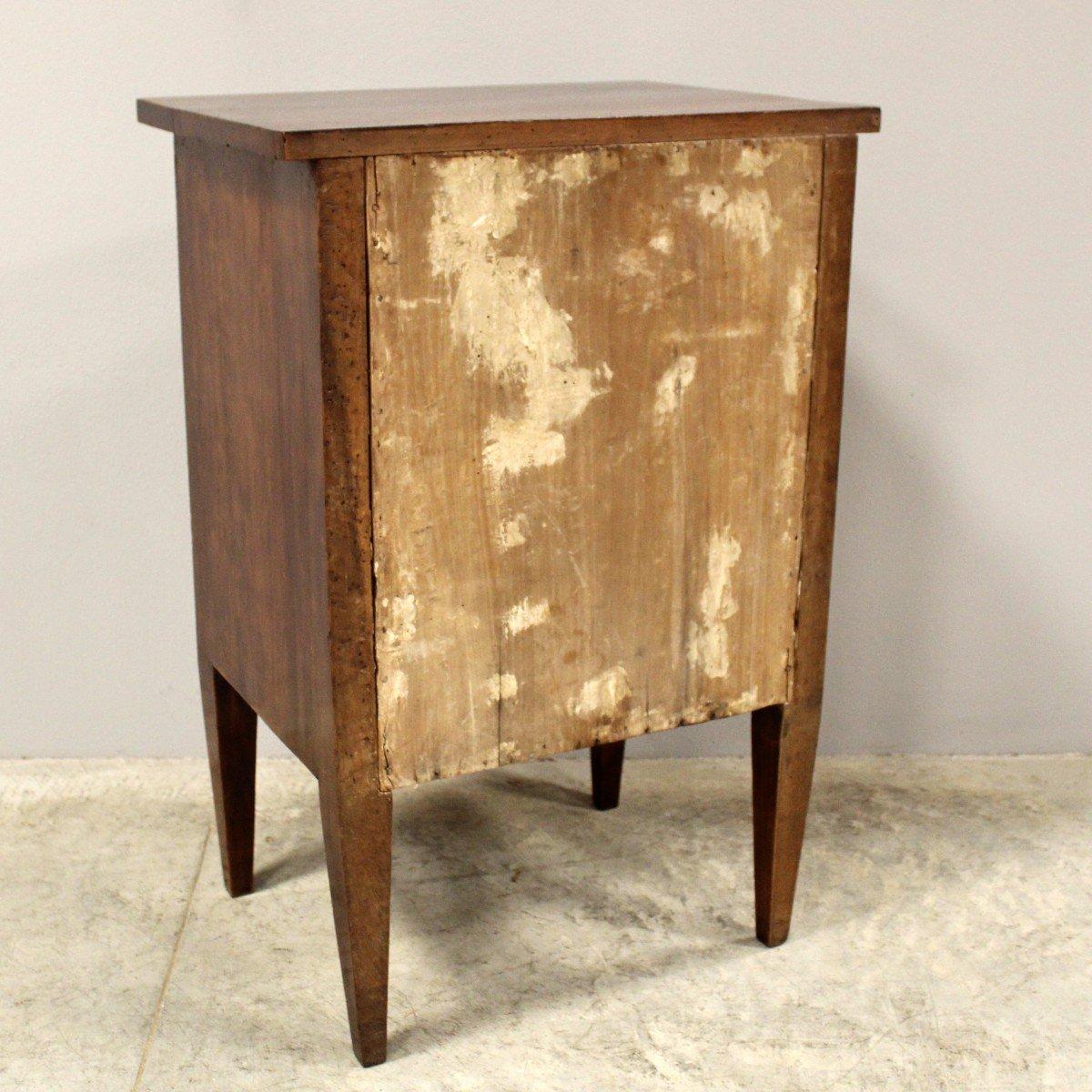18th Century Italian Walnut Two Toned Bedside Table with Two Drawers 6