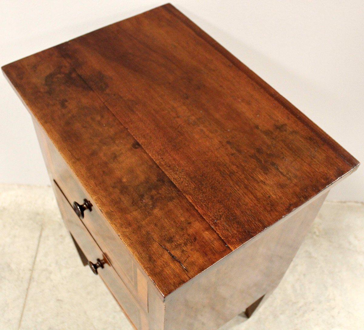 18th Century Italian Walnut Two Toned Bedside Table with Two Drawers In Good Condition In Atlanta, GA