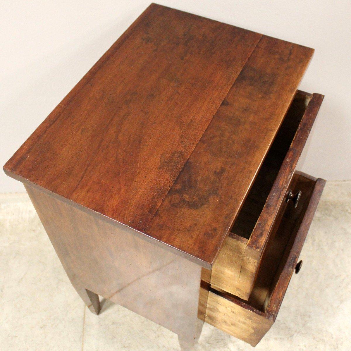 18th Century Italian Walnut Two Toned Bedside Table with Two Drawers 3