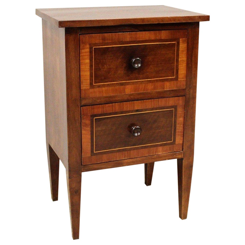 18th Century Italian Walnut Two Toned Bedside Table with Two Drawers