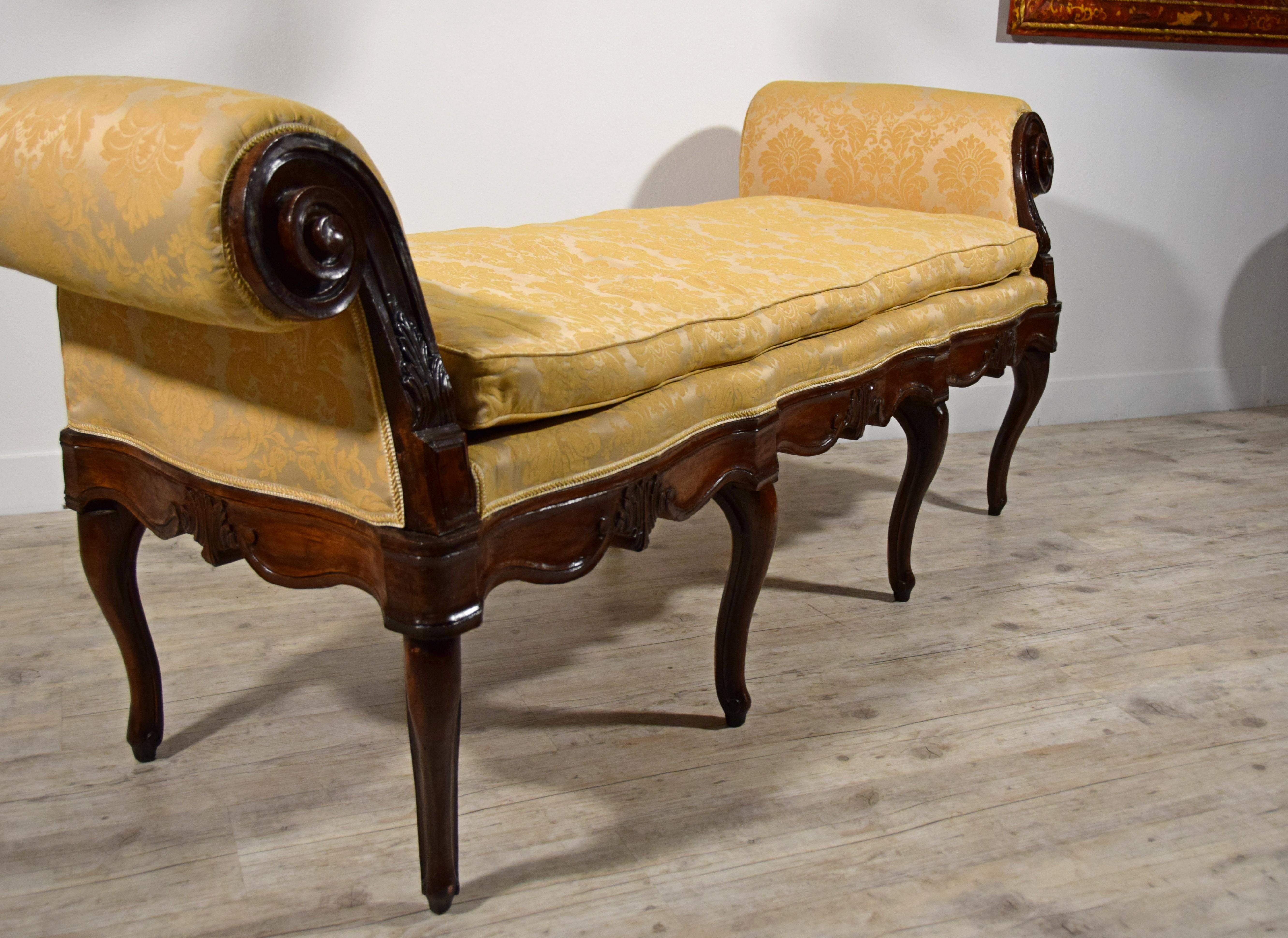 18th Century, Italian Walnut Wood Bench 7